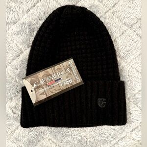Cap America Premium Line Unisex Black Ribbed Winter Hat